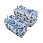 Load image into Gallery viewer, Cosmetic Bag- Blue Bunnies
