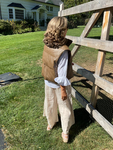 Faux Leather Short Puffy Vest