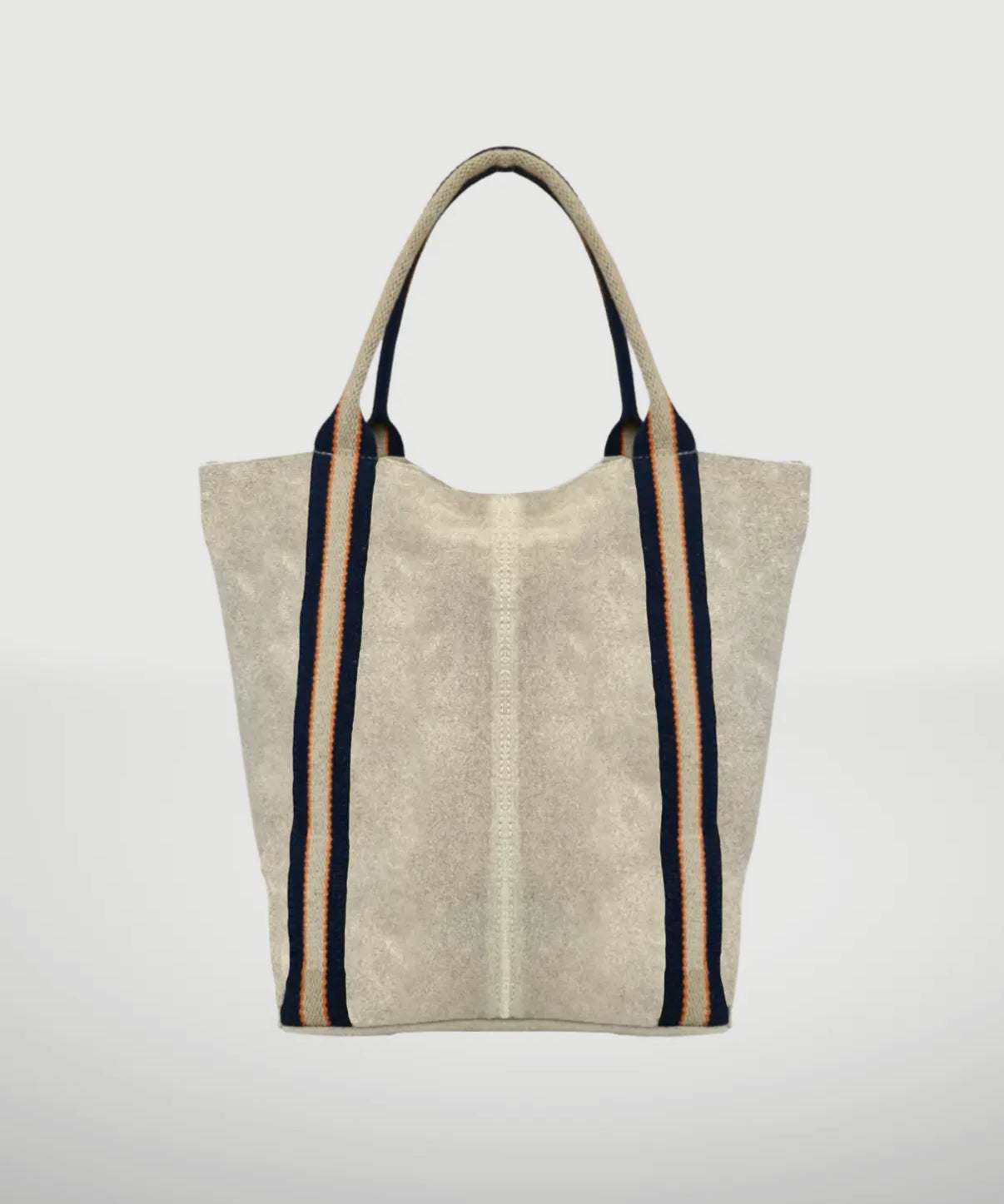 Suede Leather Bag with Stripes
