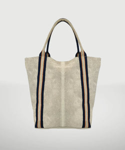 Suede Leather Bag with Stripes