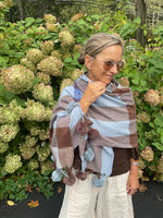 Load image into Gallery viewer, Checked Pom Pom Scarf
