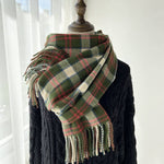 Load image into Gallery viewer, Vintage Plaid  Warm Tassel Scarf
