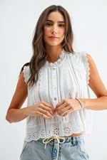 Load image into Gallery viewer, Eyelet Sleeveless Cotton Blouse
