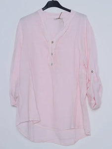 Verona Linen long sleeve ruffle shirt