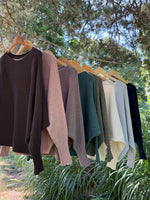 Load image into Gallery viewer, Bat Sleeve Sweater with scoop neck
