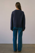 Load image into Gallery viewer, Button Cuff Cotton Blend Crew Neck Sweater
