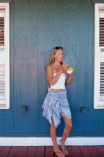 Load image into Gallery viewer, Blue and White Stripe Scarf/ Sarong
