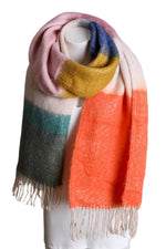 Load image into Gallery viewer, Winter Color Block Faux Mohair Scarf
