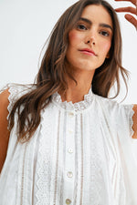 Load image into Gallery viewer, Eyelet Sleeveless Cotton Blouse
