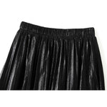 Load image into Gallery viewer, Metallic Pleated A-Line Skirt with Elastic Waist in Solid Color
