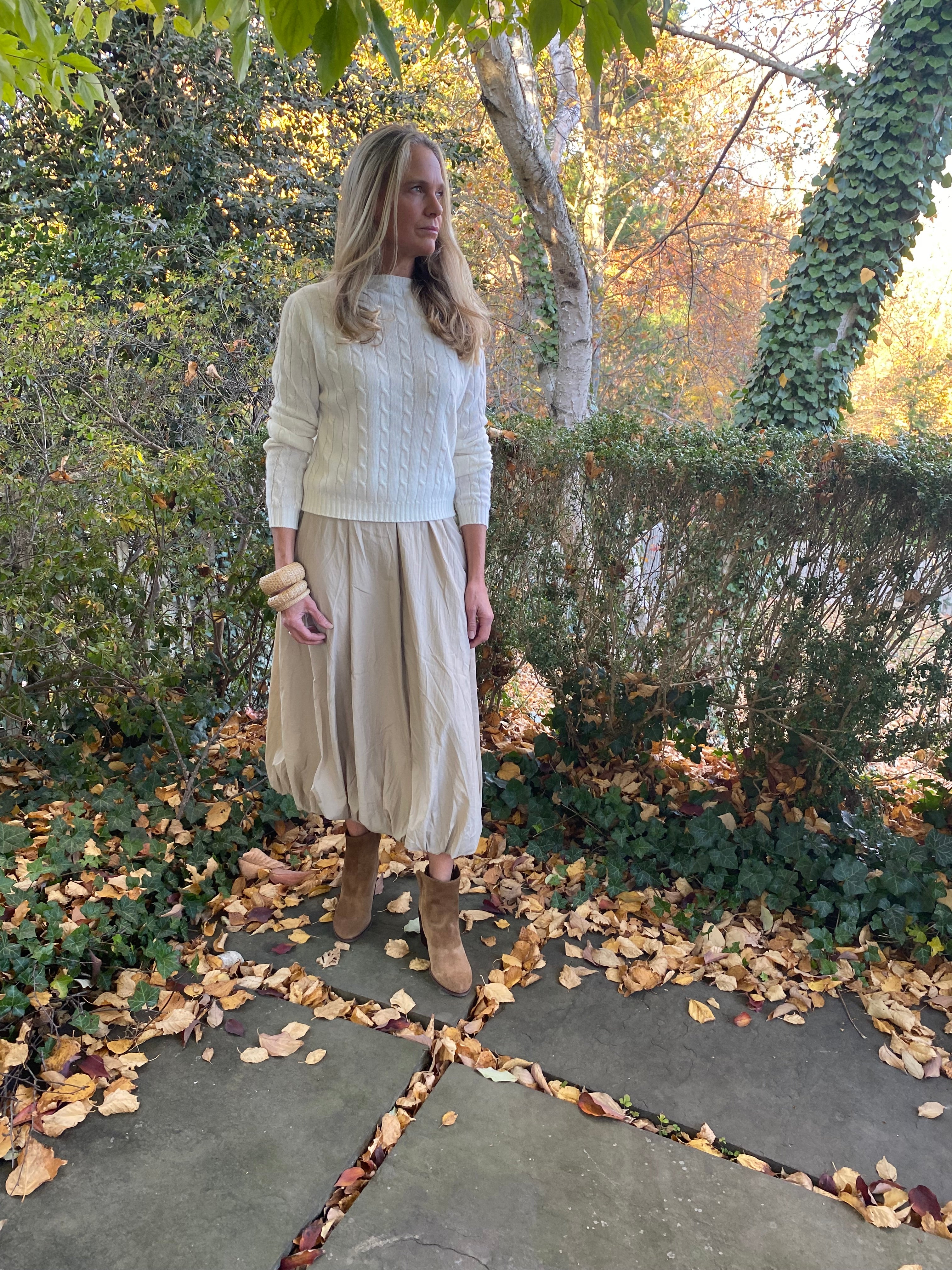 Cableknit Cashmere blend cropped sweater