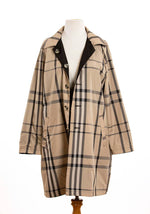 Load image into Gallery viewer, Black &amp; Plaid Water-Repellent, Reversible Trench Coat
