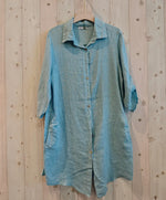 Load image into Gallery viewer, Atrani long collared linen dress with buttons
