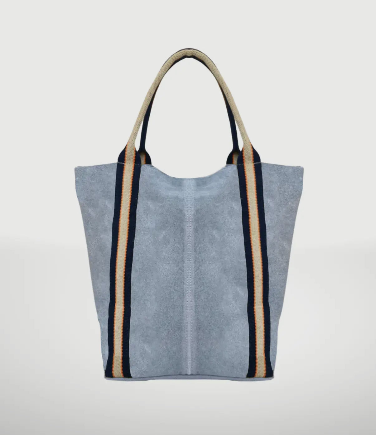 Suede Leather Bag with Stripes