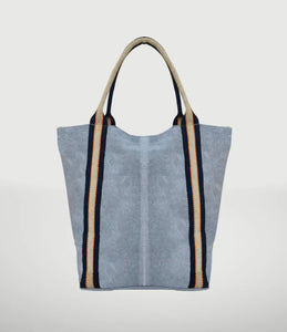 Suede Leather Bag with Stripes