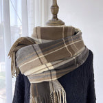 Load image into Gallery viewer, Vintage Plaid  Warm Tassel Scarf

