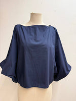 Load image into Gallery viewer, Loose blouse with balloon sleeves and boat neckline
