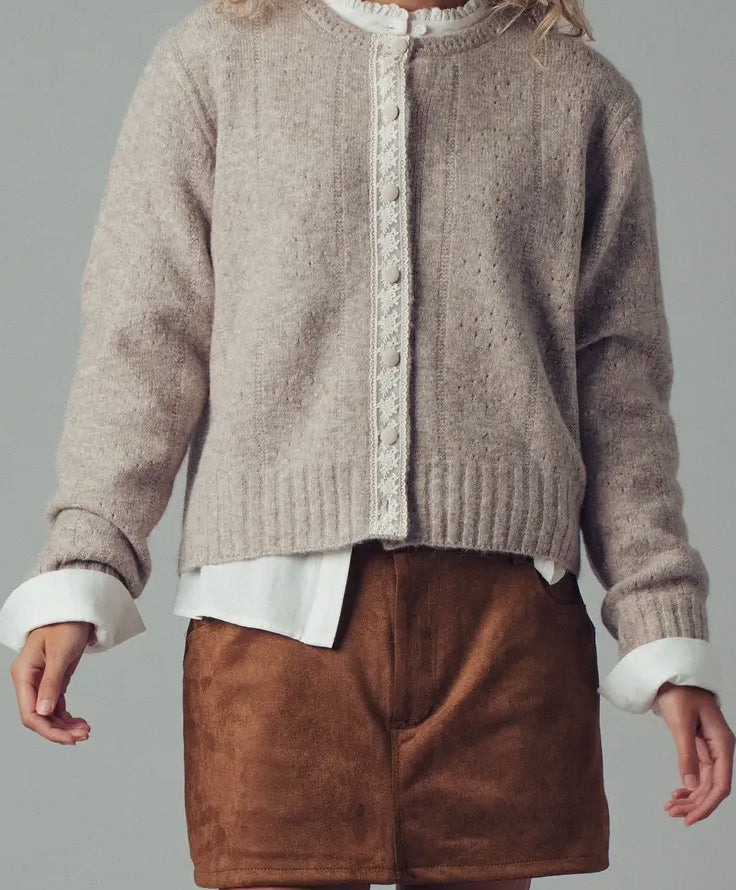 Ribbon Beige Cardigan