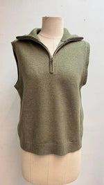 Load image into Gallery viewer, Sleeveless knit pullover with zip-up stand collar
