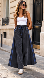 Load image into Gallery viewer, Wide flowing trousers with elasticated waistband
