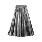 Load image into Gallery viewer, Metallic Pleated A-Line Skirt with Elastic Waist in Solid Color
