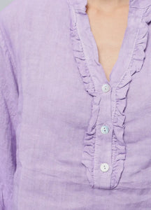 Verona Linen long sleeve ruffle shirt
