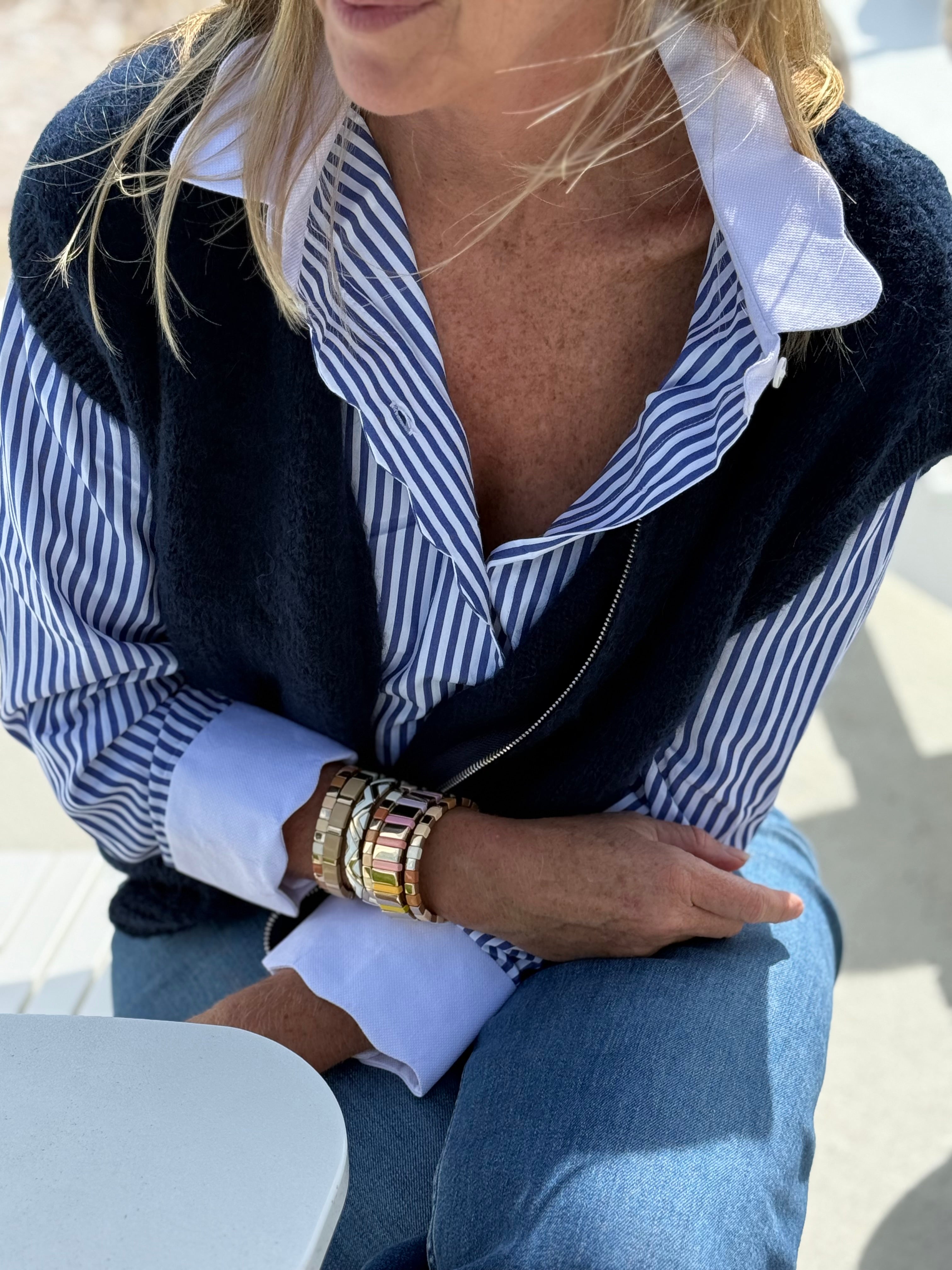 Pique All Day Pinstripe Blouse
