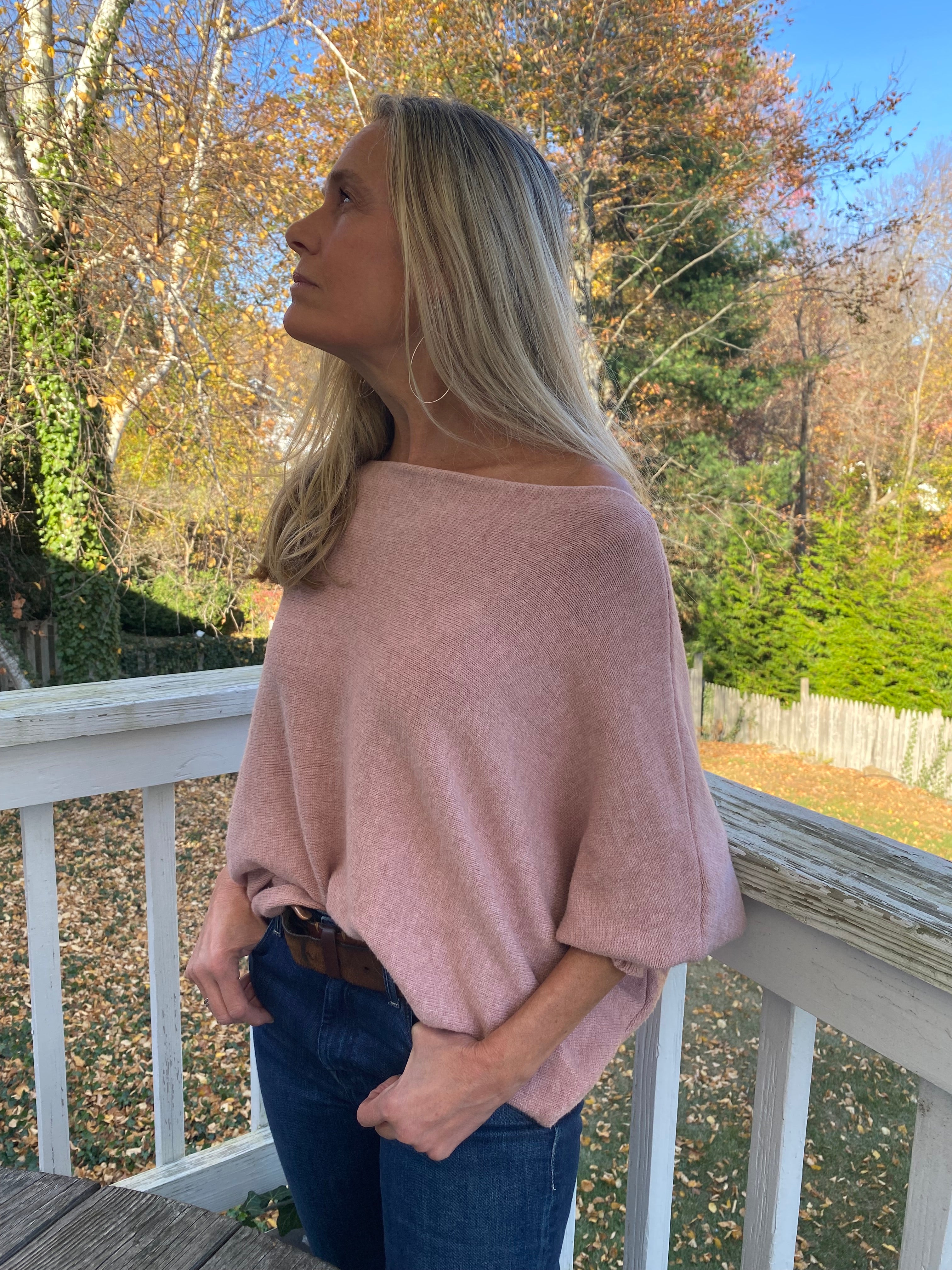 Bat Sleeve Sweater with scoop neck