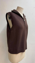 Load image into Gallery viewer, Sleeveless knit pullover with zip-up stand collar
