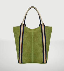 Suede Leather Bag with Stripes