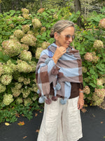 Load image into Gallery viewer, Checked Pom Pom Scarf
