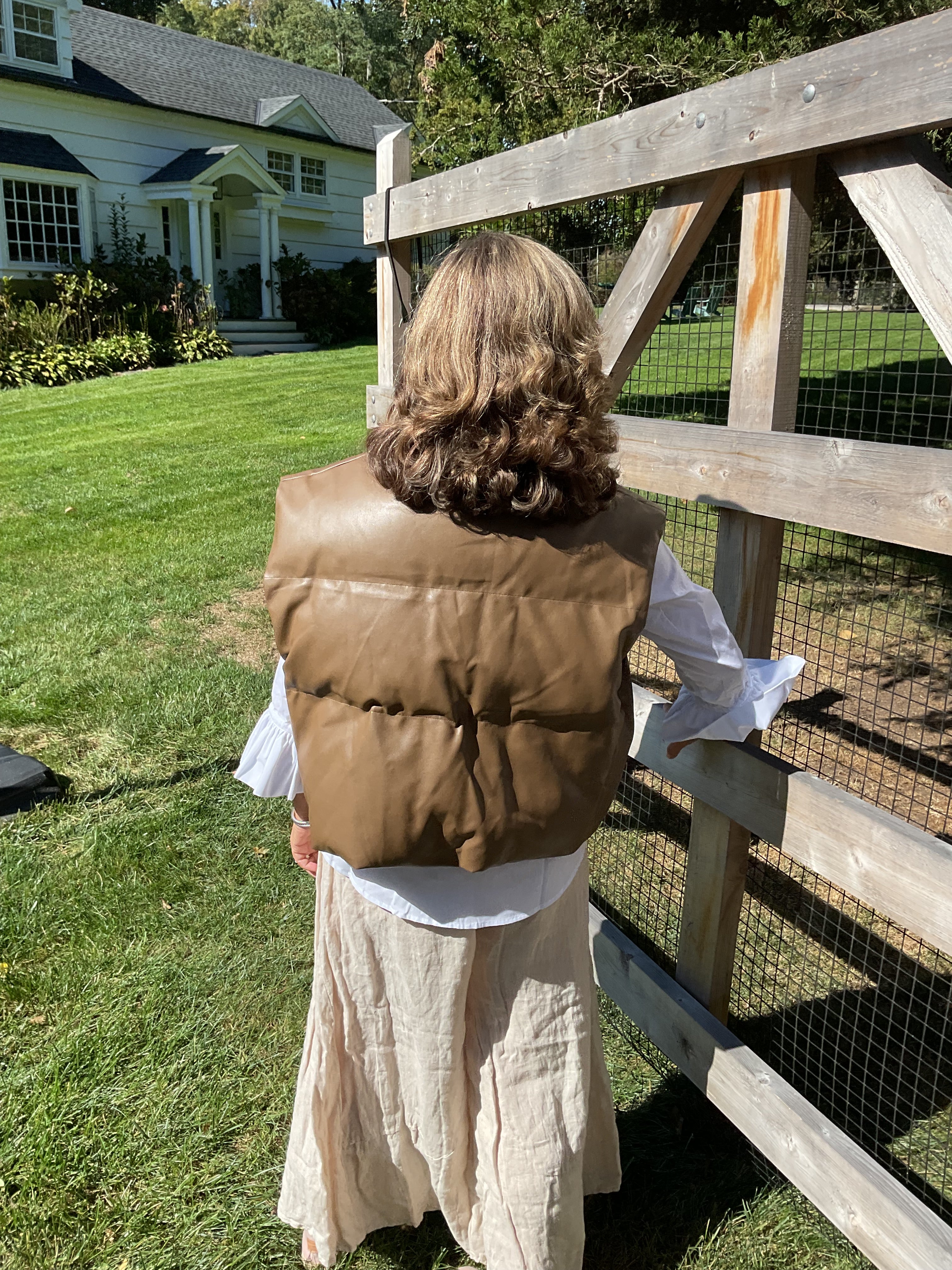 Faux Leather Short Puffy Vest