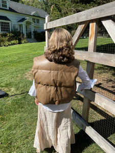 Faux Leather Short Puffy Vest