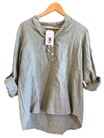 Load image into Gallery viewer, Verona Linen long sleeve ruffle shirt

