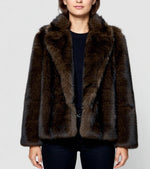 Load image into Gallery viewer, Faux Fur Coat with collar
