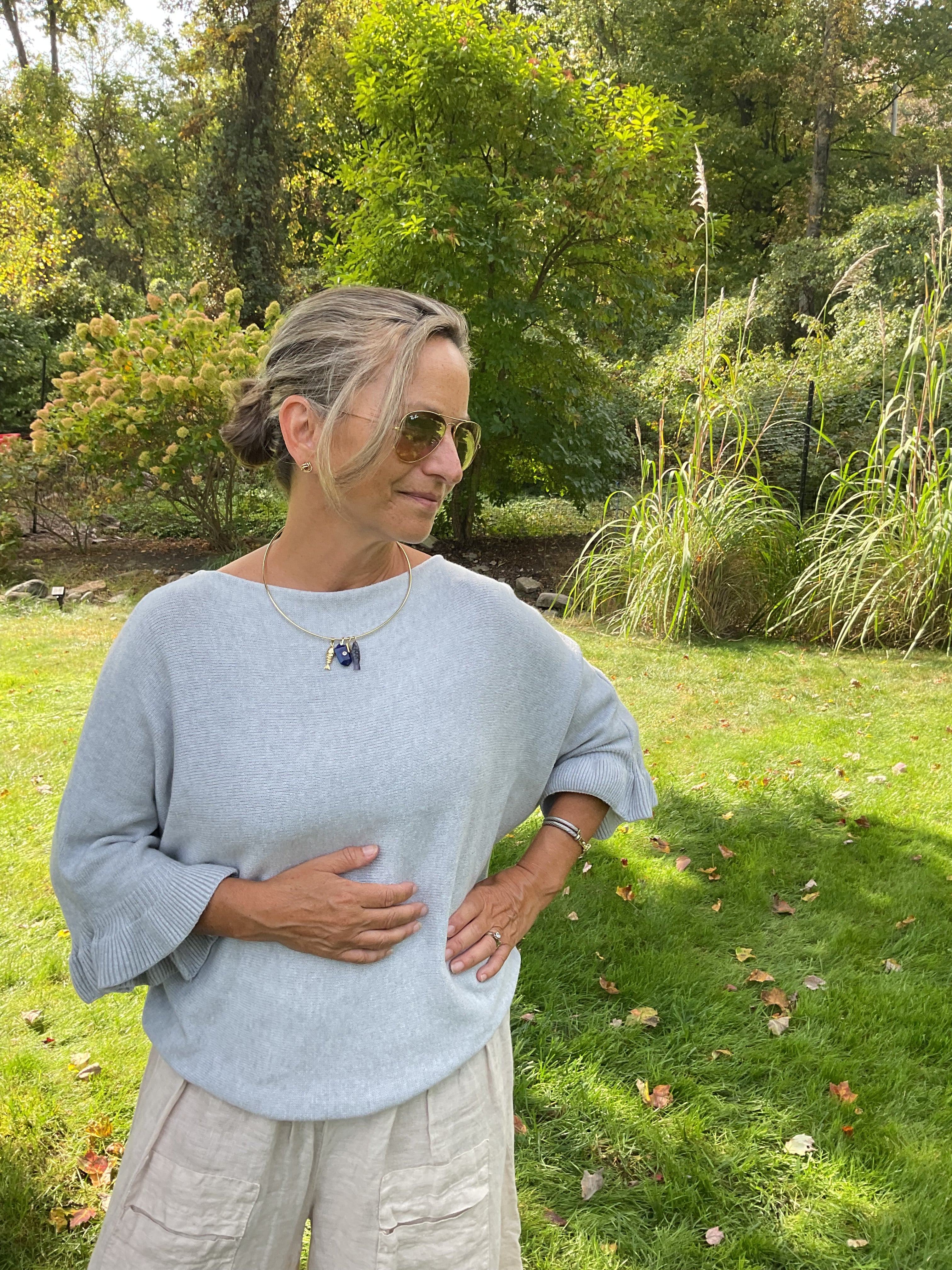 Ruffle Sleeve- Scoopneck  Sweater