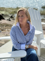 Load image into Gallery viewer, Pique All Day Pinstripe Blouse
