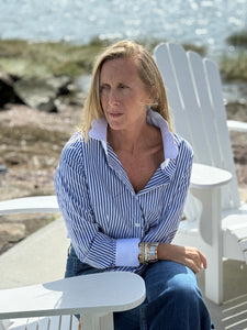 Pique All Day Pinstripe Blouse