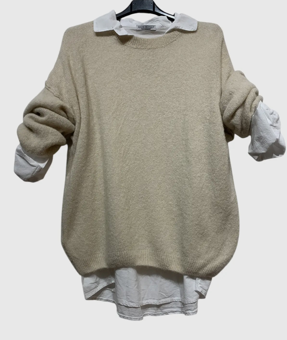 Wool Summer sweater with integrated shirt