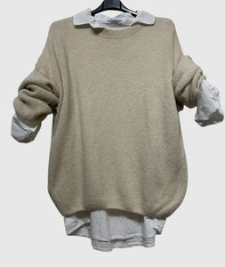 Wool Summer sweater with integrated shirt