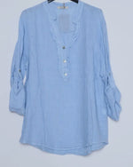 Load image into Gallery viewer, Verona Linen long sleeve ruffle shirt
