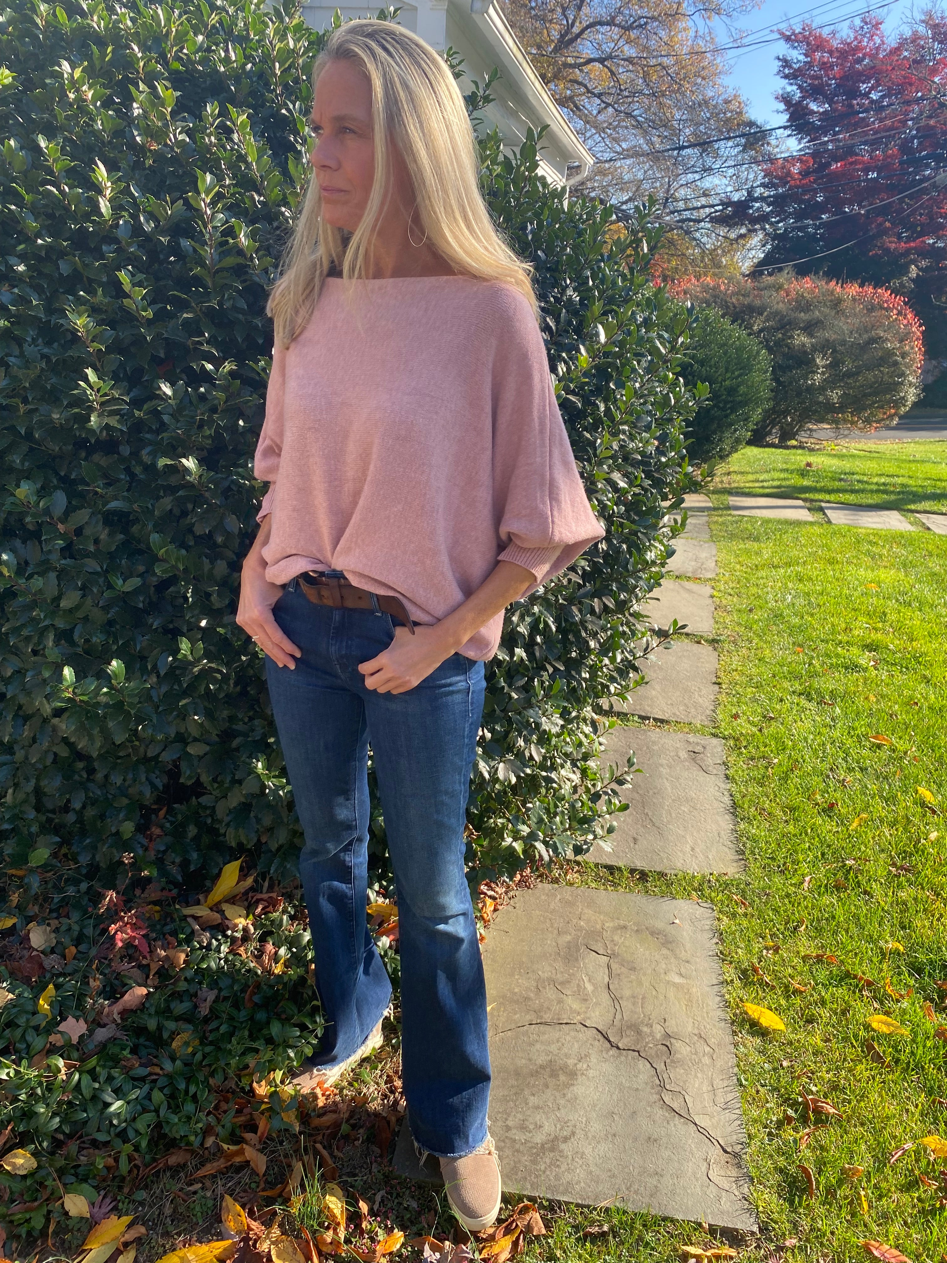 Bat Sleeve Sweater with scoop neck