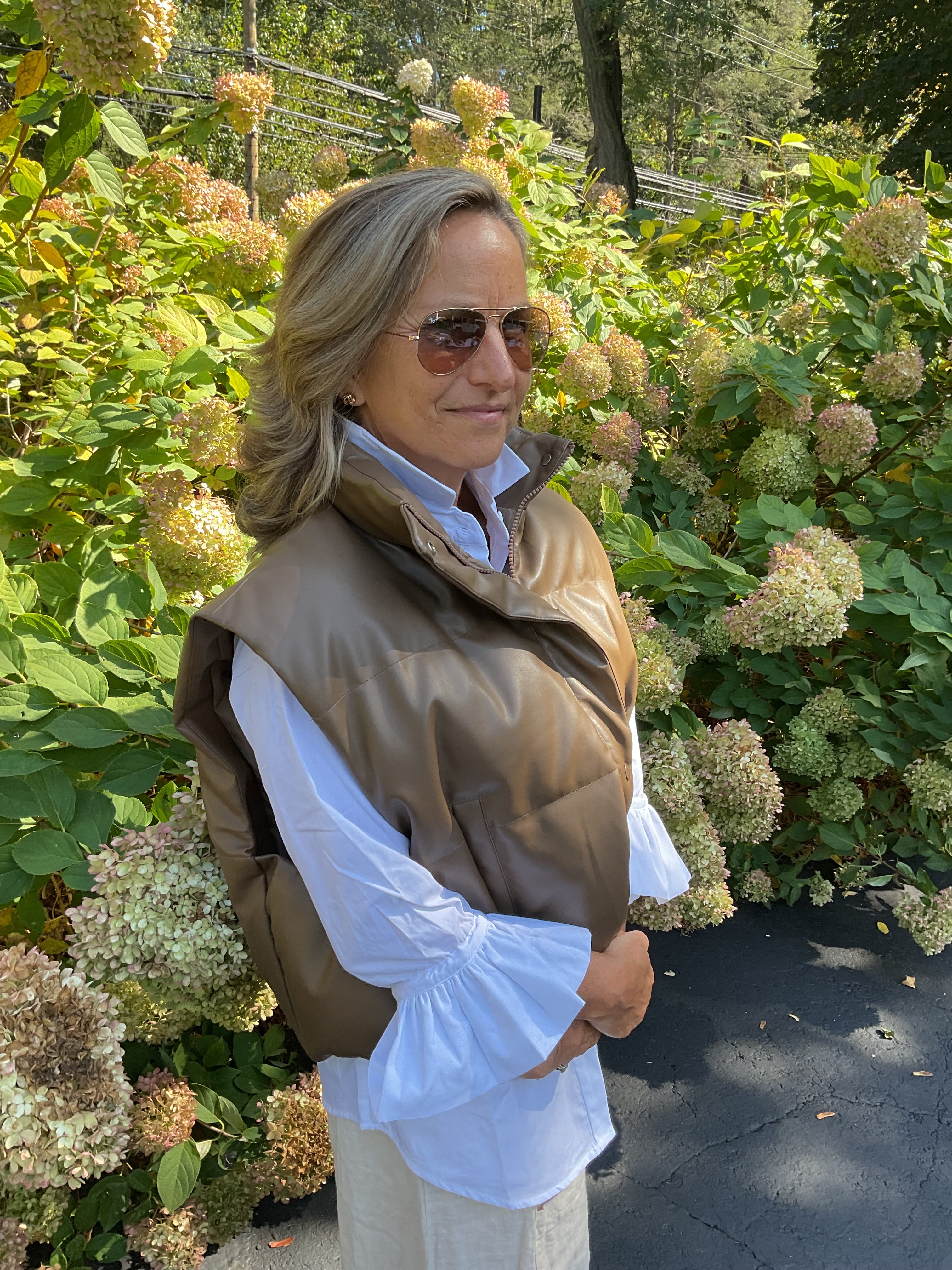 Faux Leather Short Puffy Vest