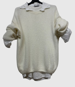 Wool Summer sweater with integrated shirt