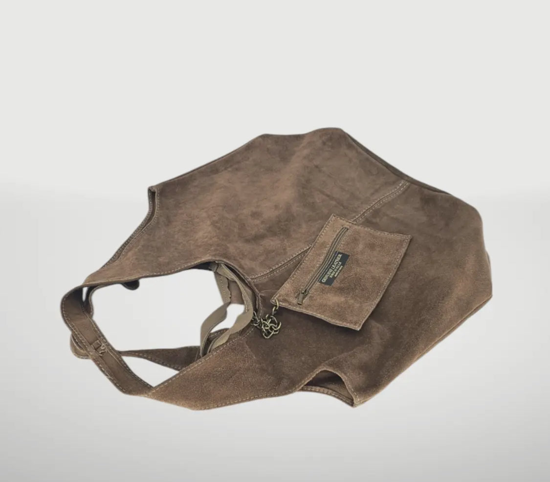 Suede Leather Hobo Bag