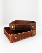 Load image into Gallery viewer, Tuzech Leather Catchall Change Keys Coins Jewels Box Tray Big Storage Handmade best for gift
