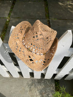 Load image into Gallery viewer, Wicker Cowboy Hat with Shells
