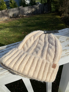 Ivory wool cable knit wool hat