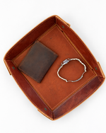 Load image into Gallery viewer, Tuzech Leather Catchall Change Keys Coins Jewels Box Tray Big Storage Handmade best for gift

