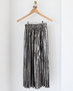 Load image into Gallery viewer, Metallic Pleated A-Line Skirt with Elastic Waist in Solid Color
